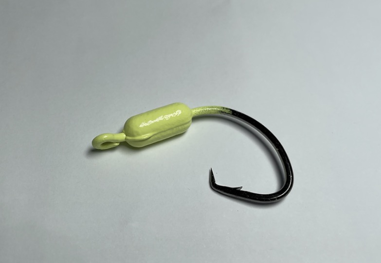 Slacker jig head in chartreuse glow